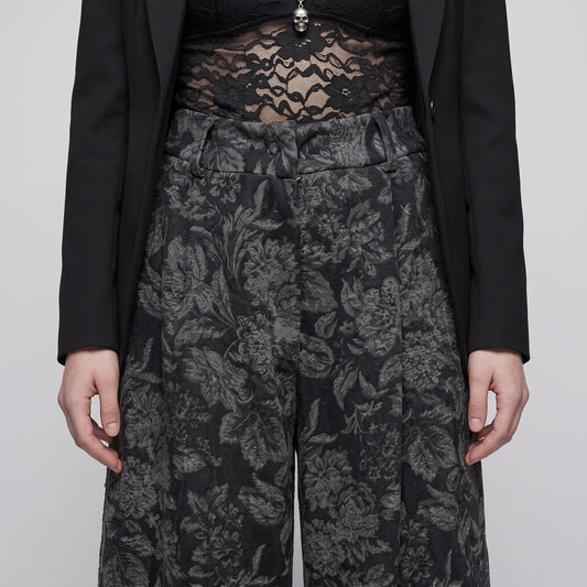 Floral Print Wide Leg Trousers