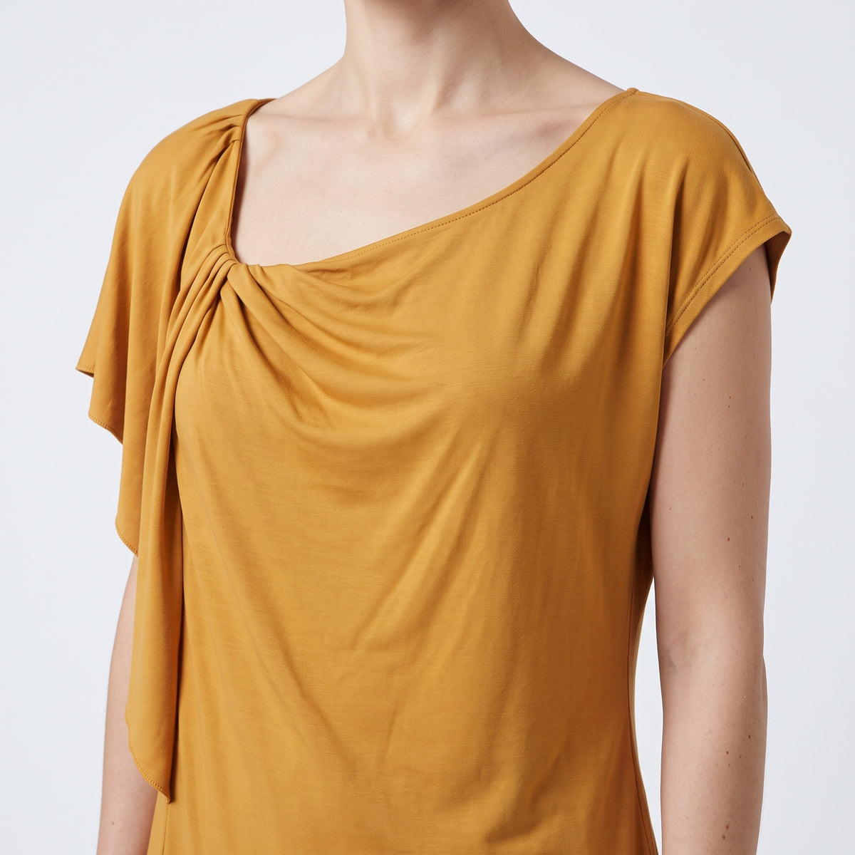 Draped Shoulder Jersey Top