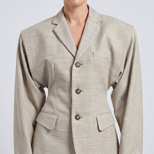 Tailored Beige Cutout Blazer