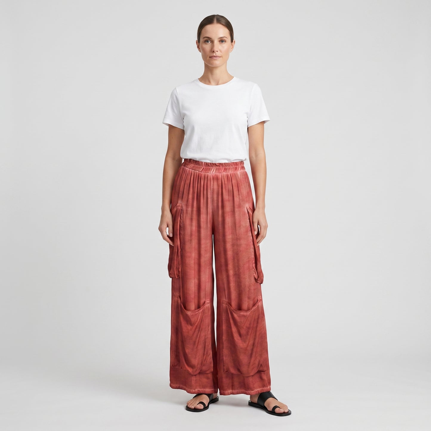 Terracotta Utility Wide-Leg Trousers