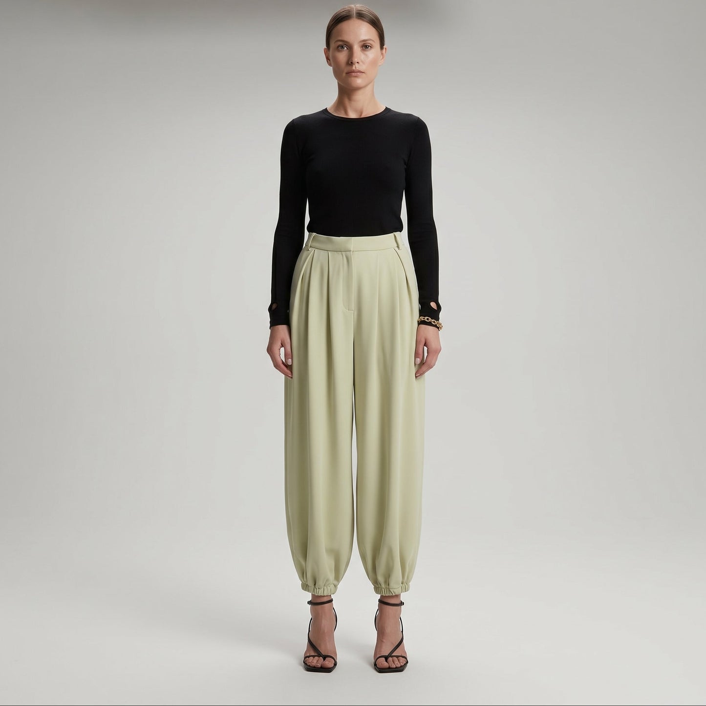 Tailored High-Waist Pleated Trousers