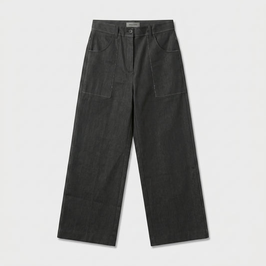 Wide Leg Denim Trousers