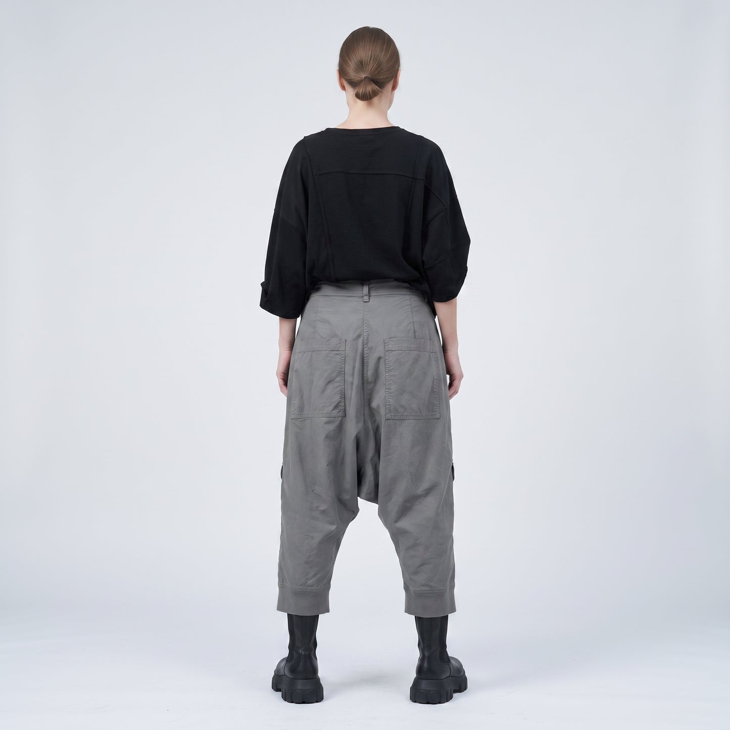Structured Cotton Cargo Cropped Trousers