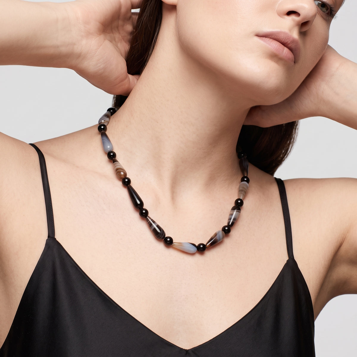 Beaded Agate Statement Necklace