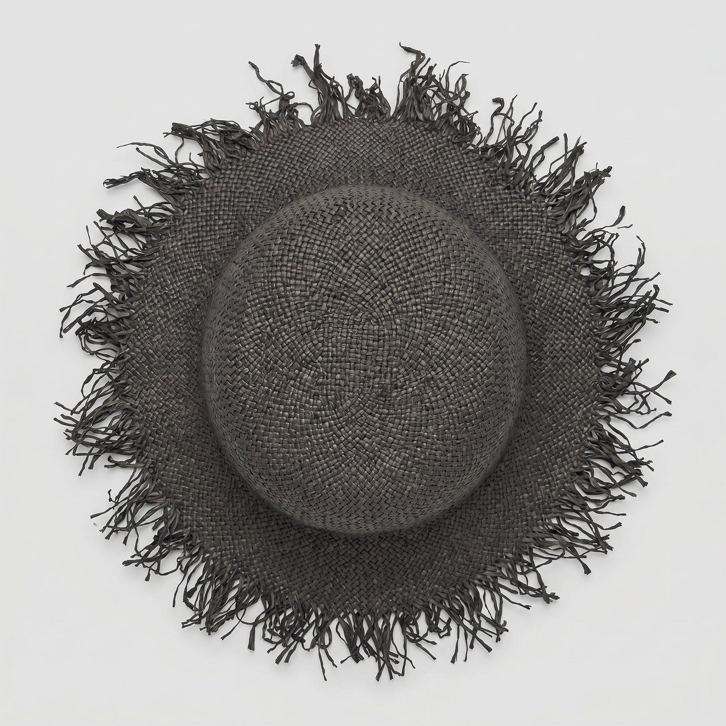 Fringed Woven Straw Bucket Hat