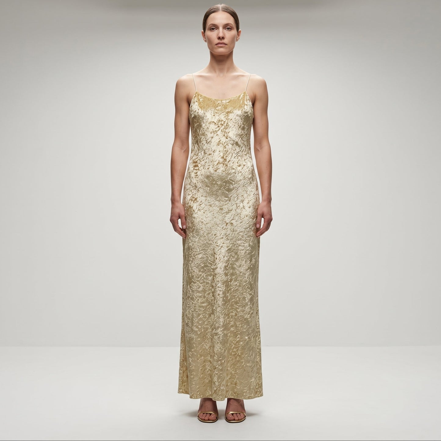 Metallic Crushed Velvet Slip Dress