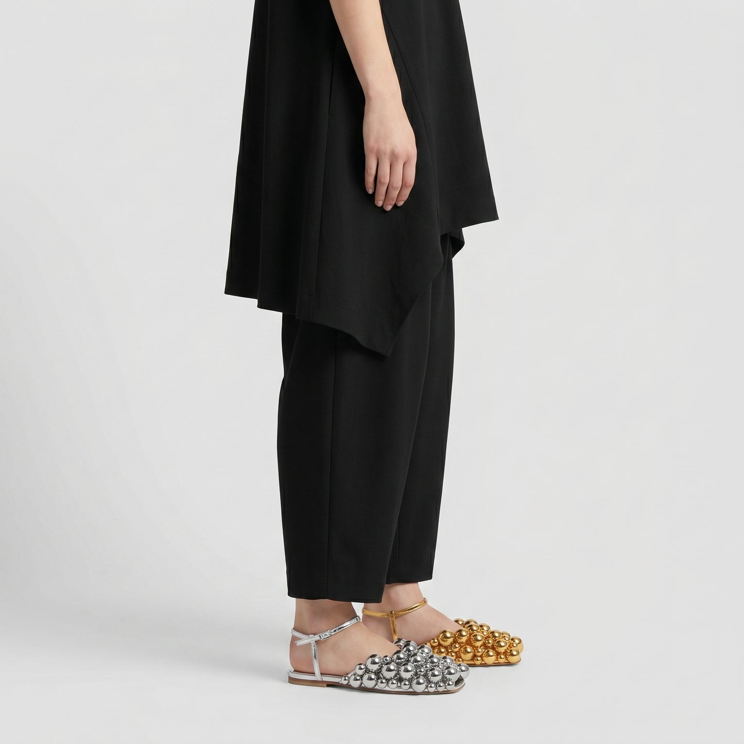 Metallic Beaded Flat Sandals