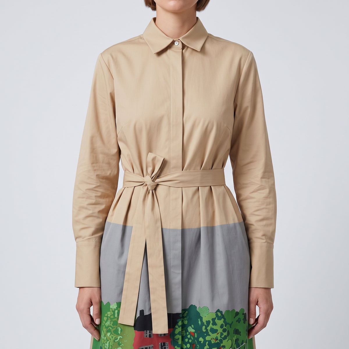Illustrated Patchwork Shirt Dress