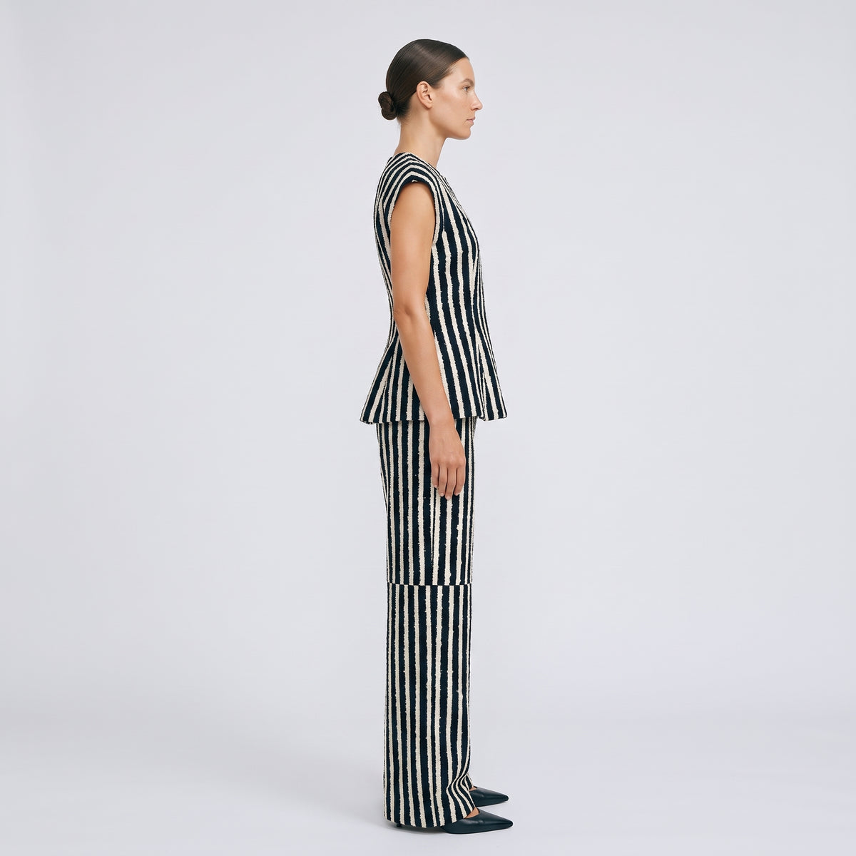 Structured Striped Peplum Vest