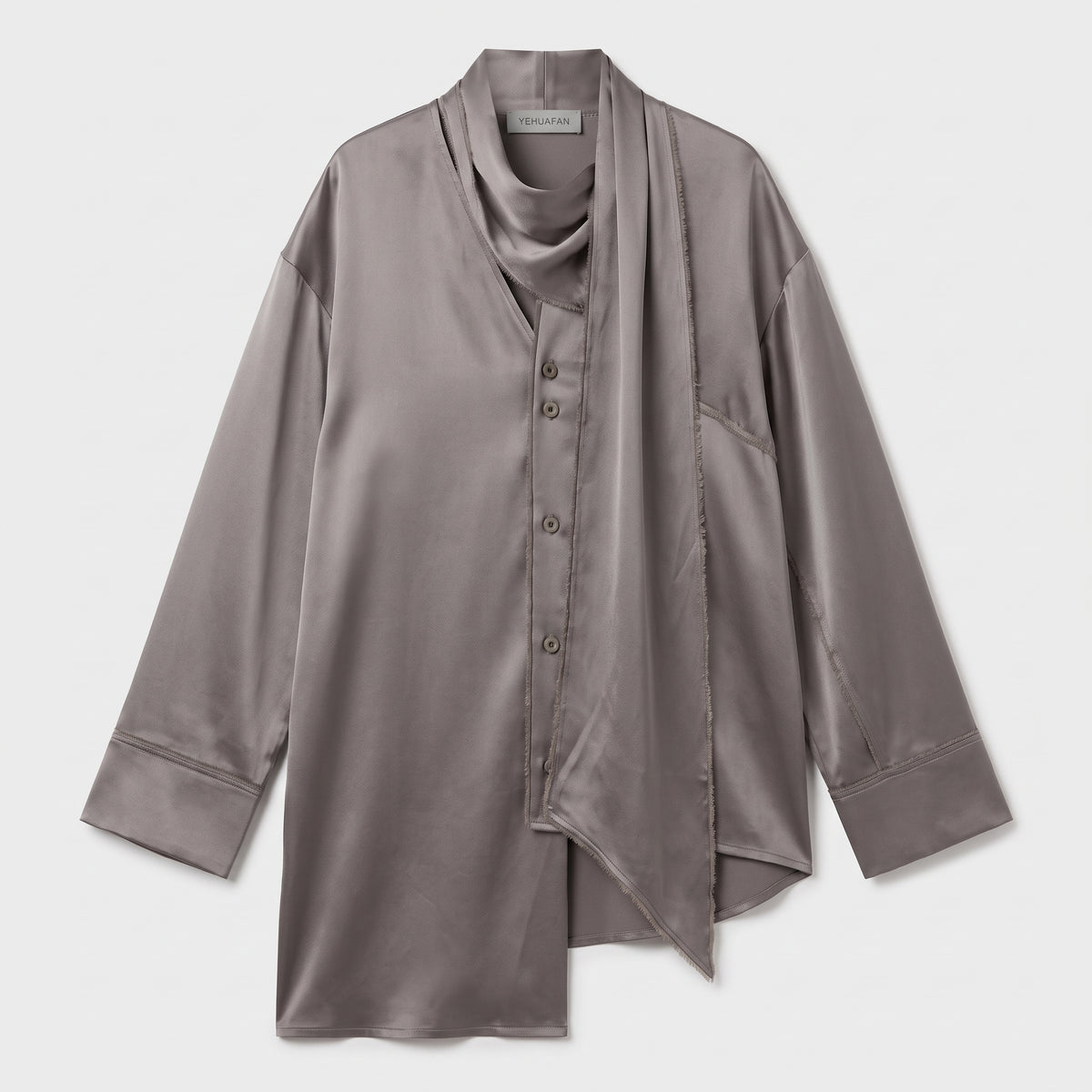 Satin Drape Detail Silk Blouse