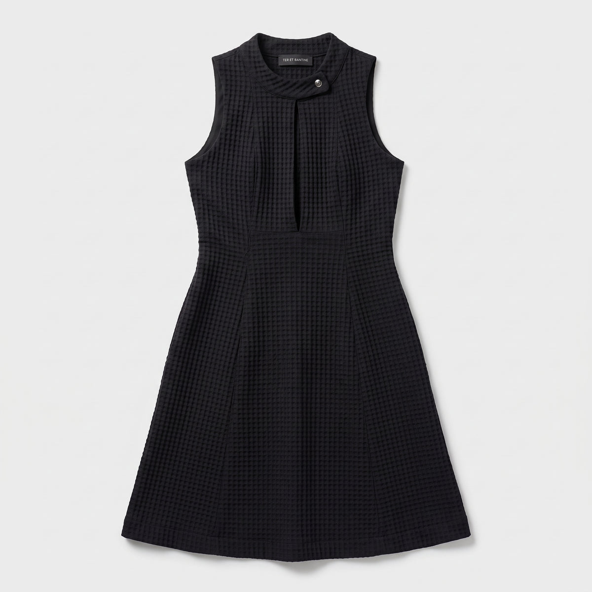 Textured Sleeveless Structured Mini Dress