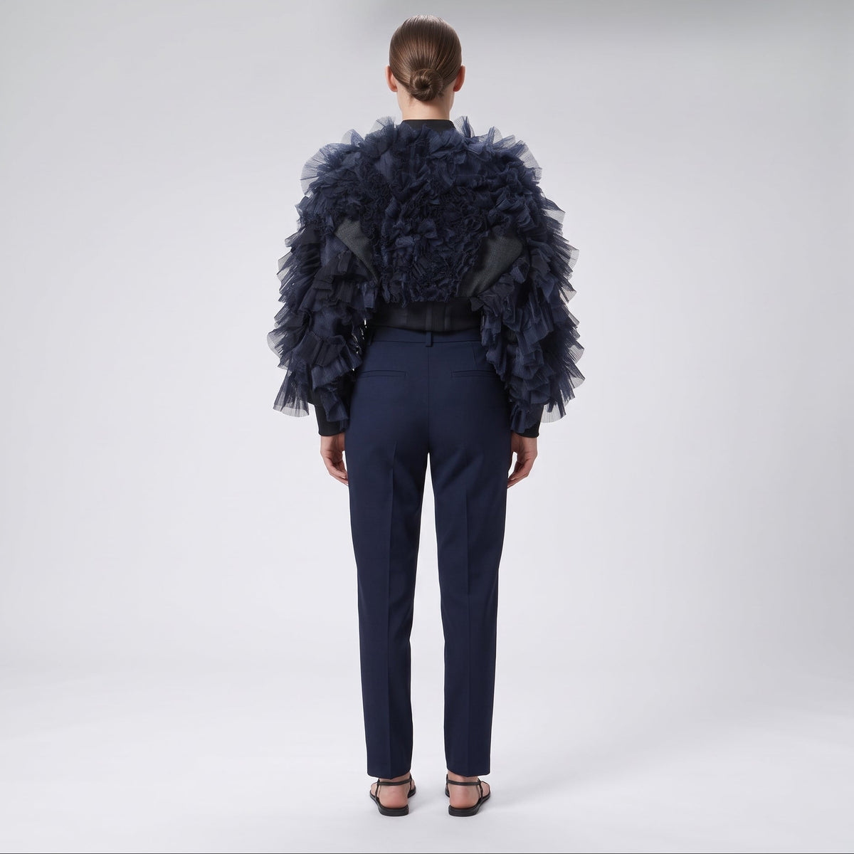 Ruffled Navy Statement Jacket