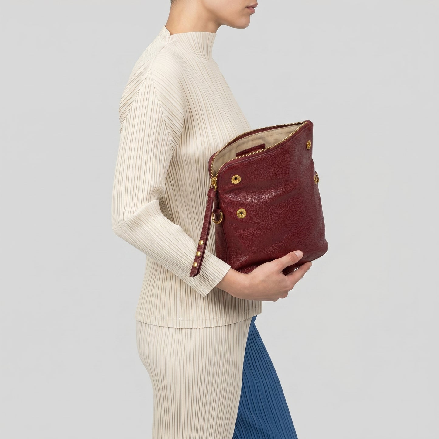 Burgundy Leather Minimalist Pouch