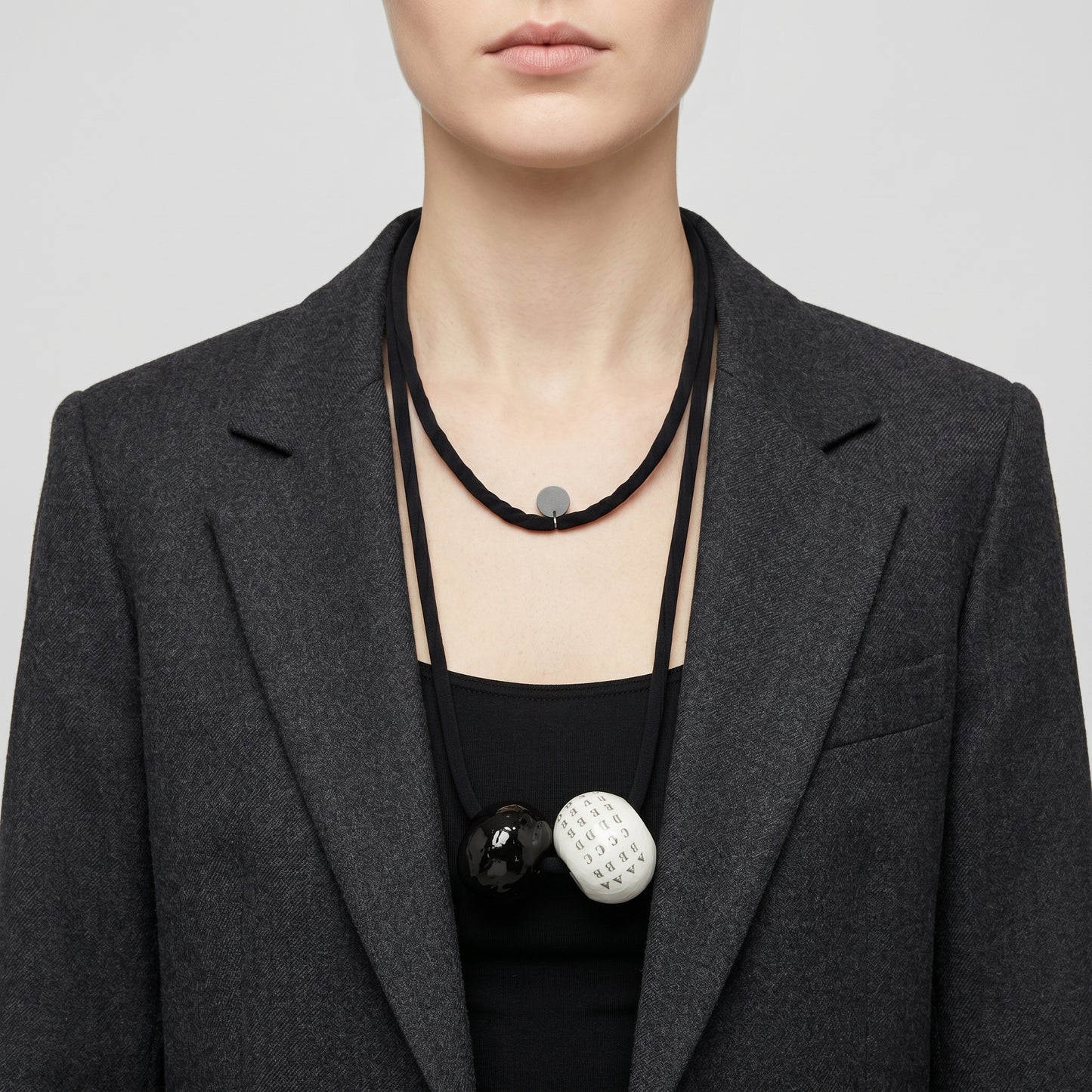 Monochrome Sculptural Bead Necklace