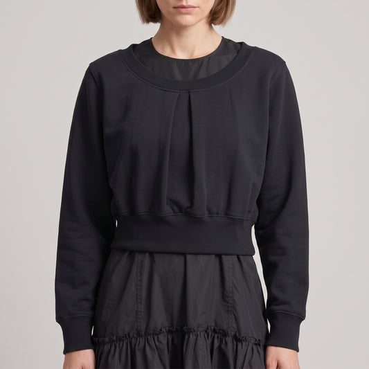 Pleated Mixed Media Mini Dress