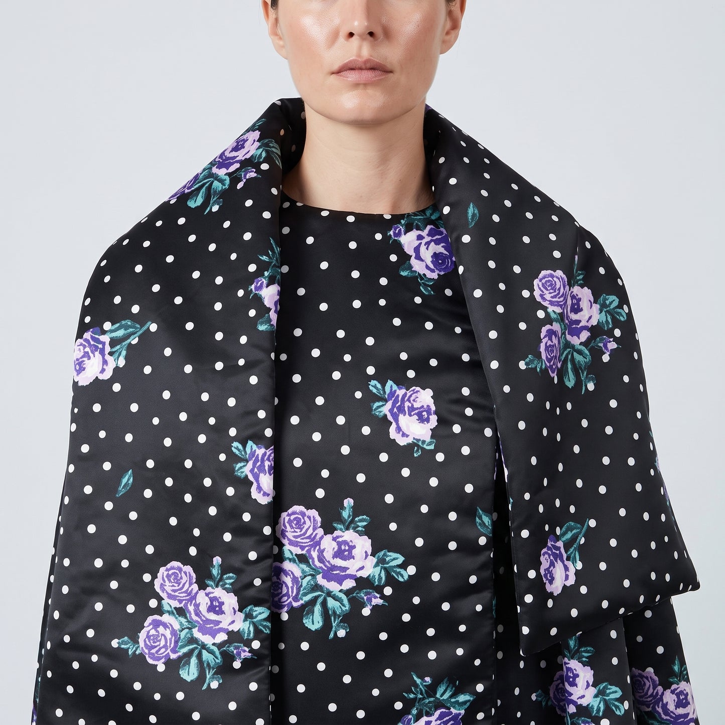 Floral Polka Dot Silk Coat