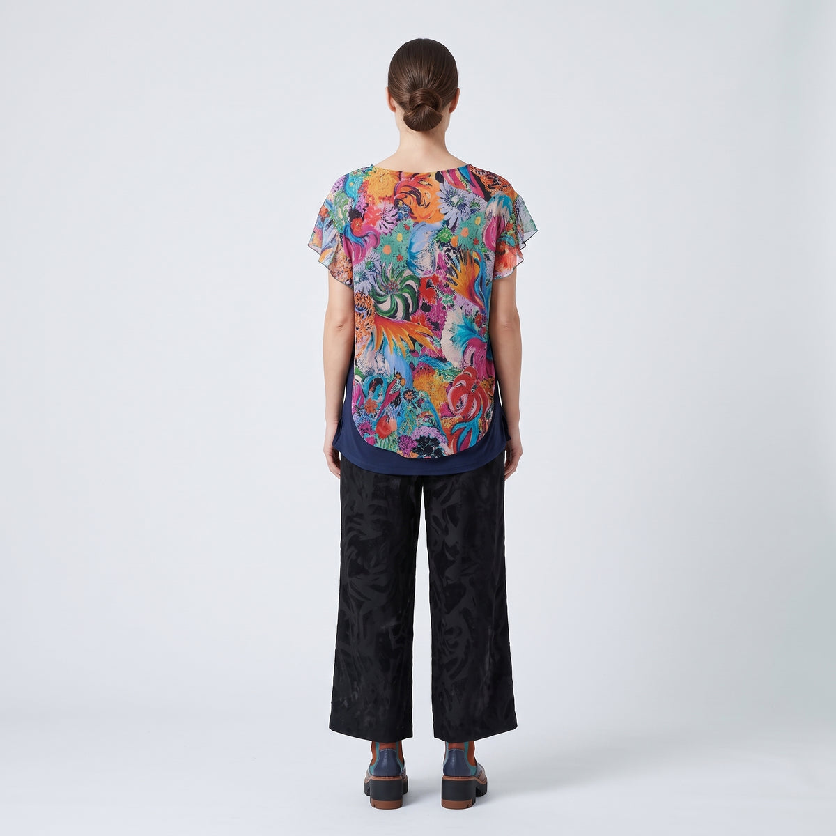 Floral Print Ruffle Layered Top