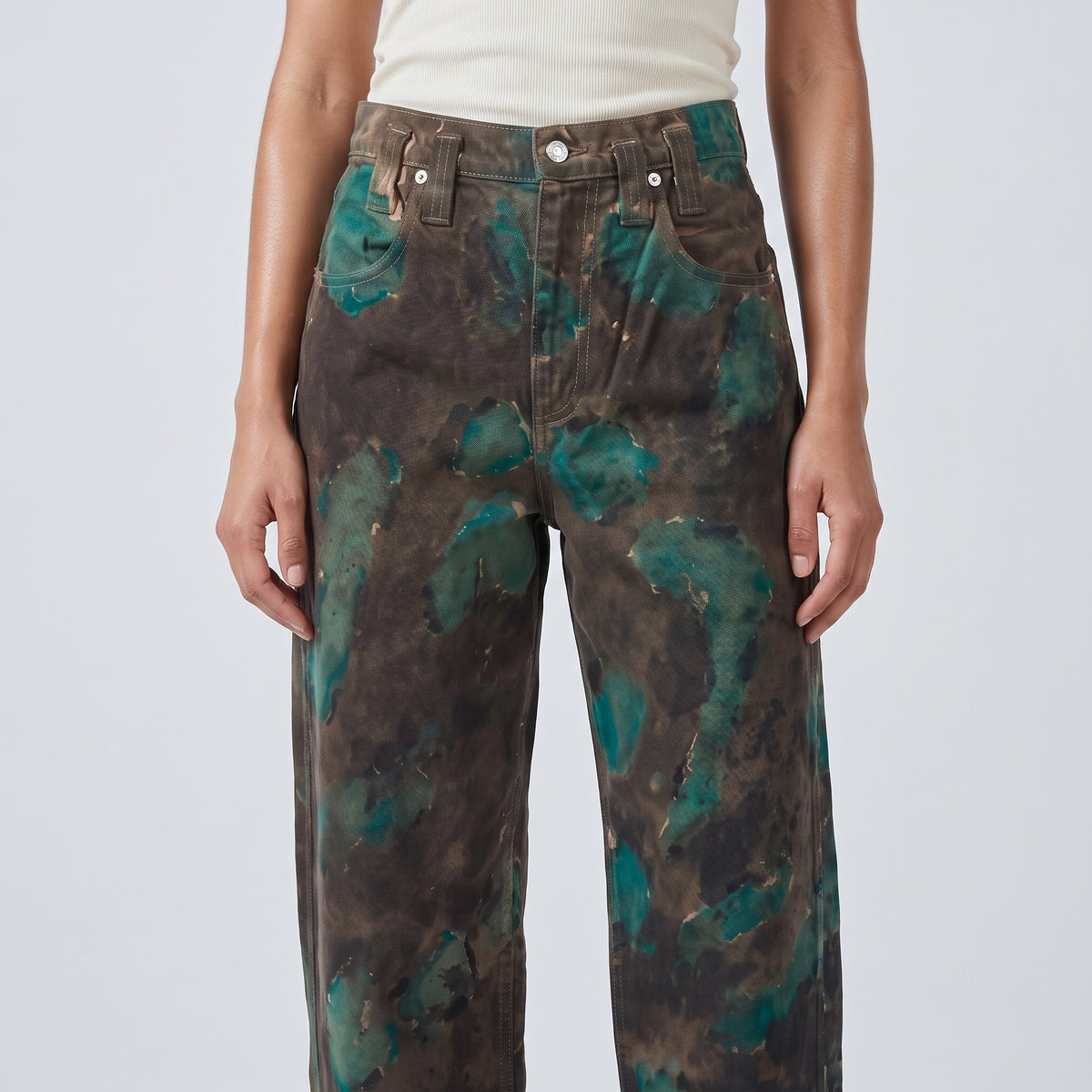 Abstract Printed Denim Trousers