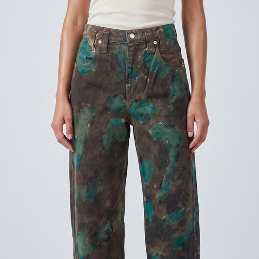 Abstract Printed Denim Trousers
