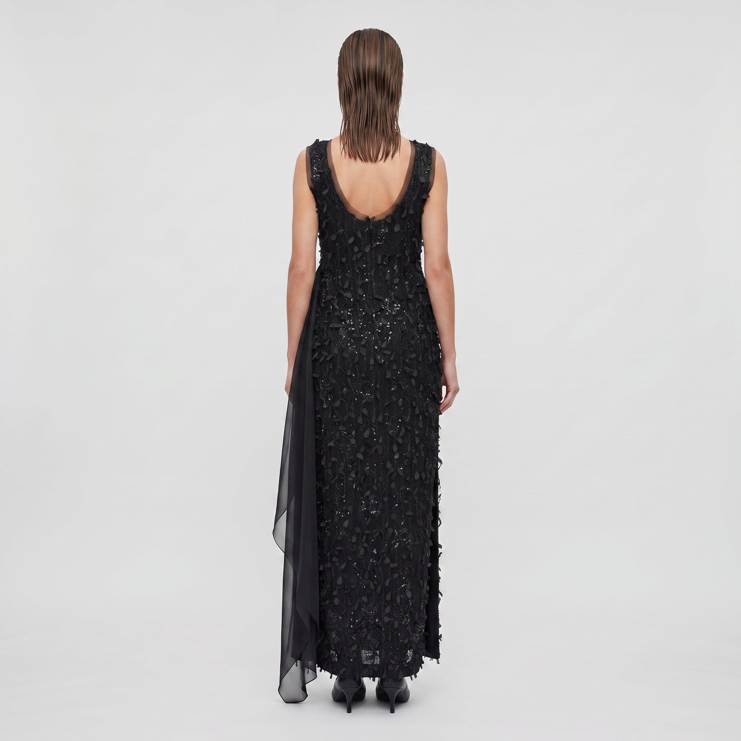 Embellished Drape Column Dress