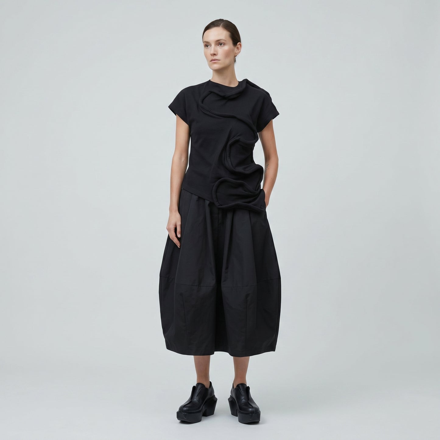 Sculptural Asymmetric Draped Top