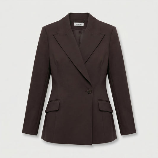 Tailored Double-Breasted Brown Blazer
