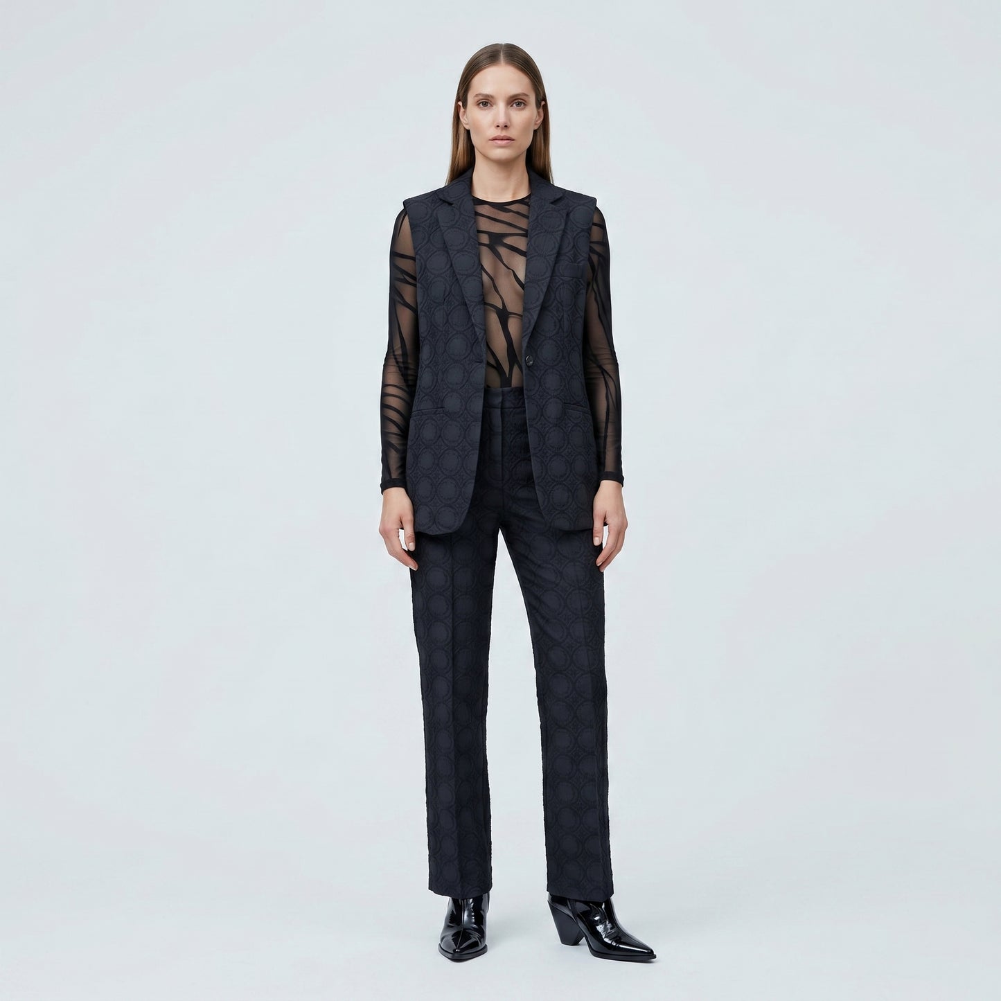 Structured Textured Black Vest