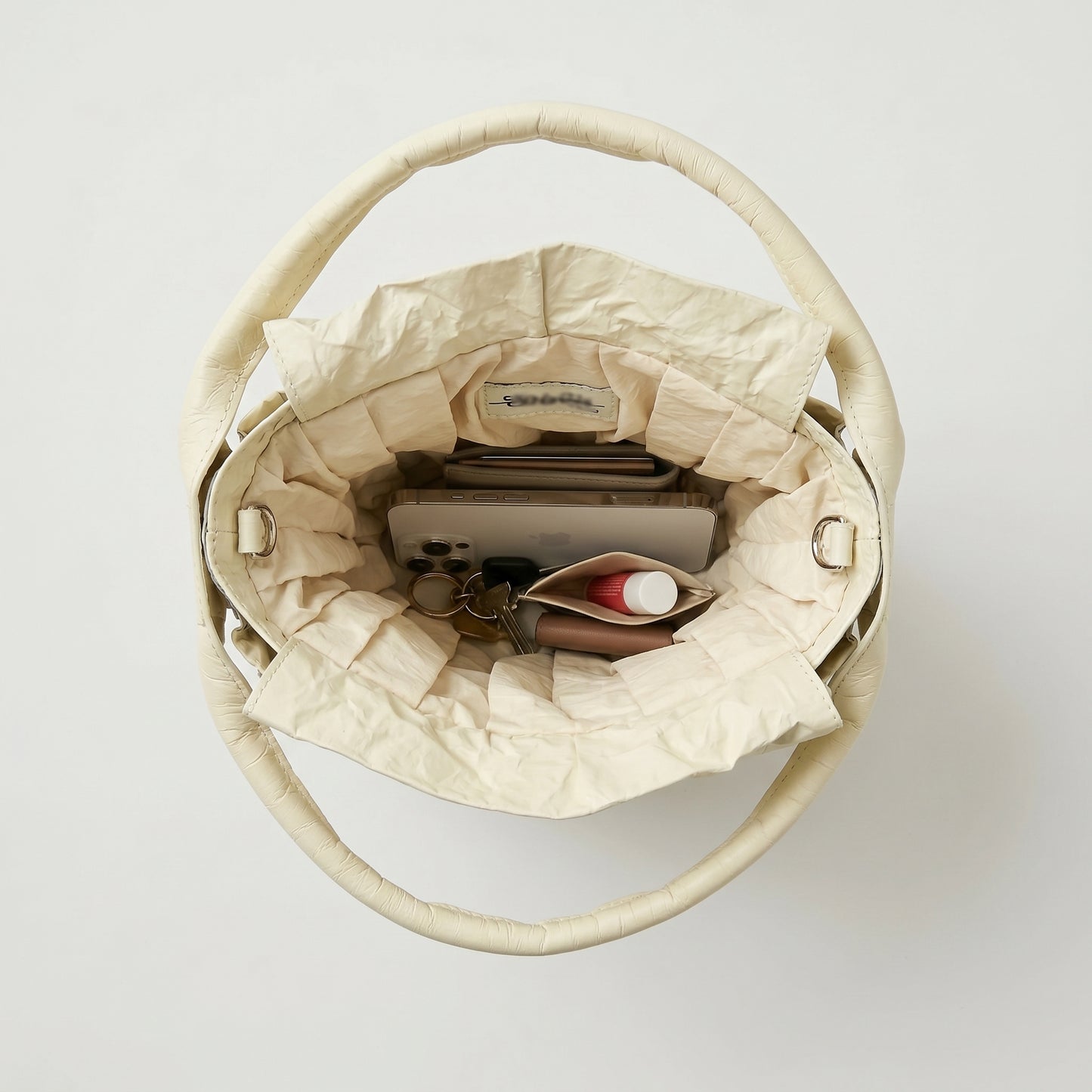 Pleated Crinkled Bucket Bag