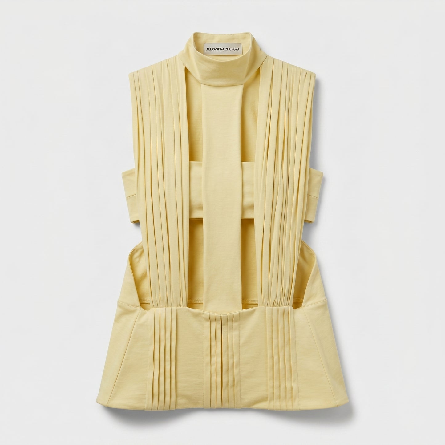 Pleated High Neck Sleeveless Top