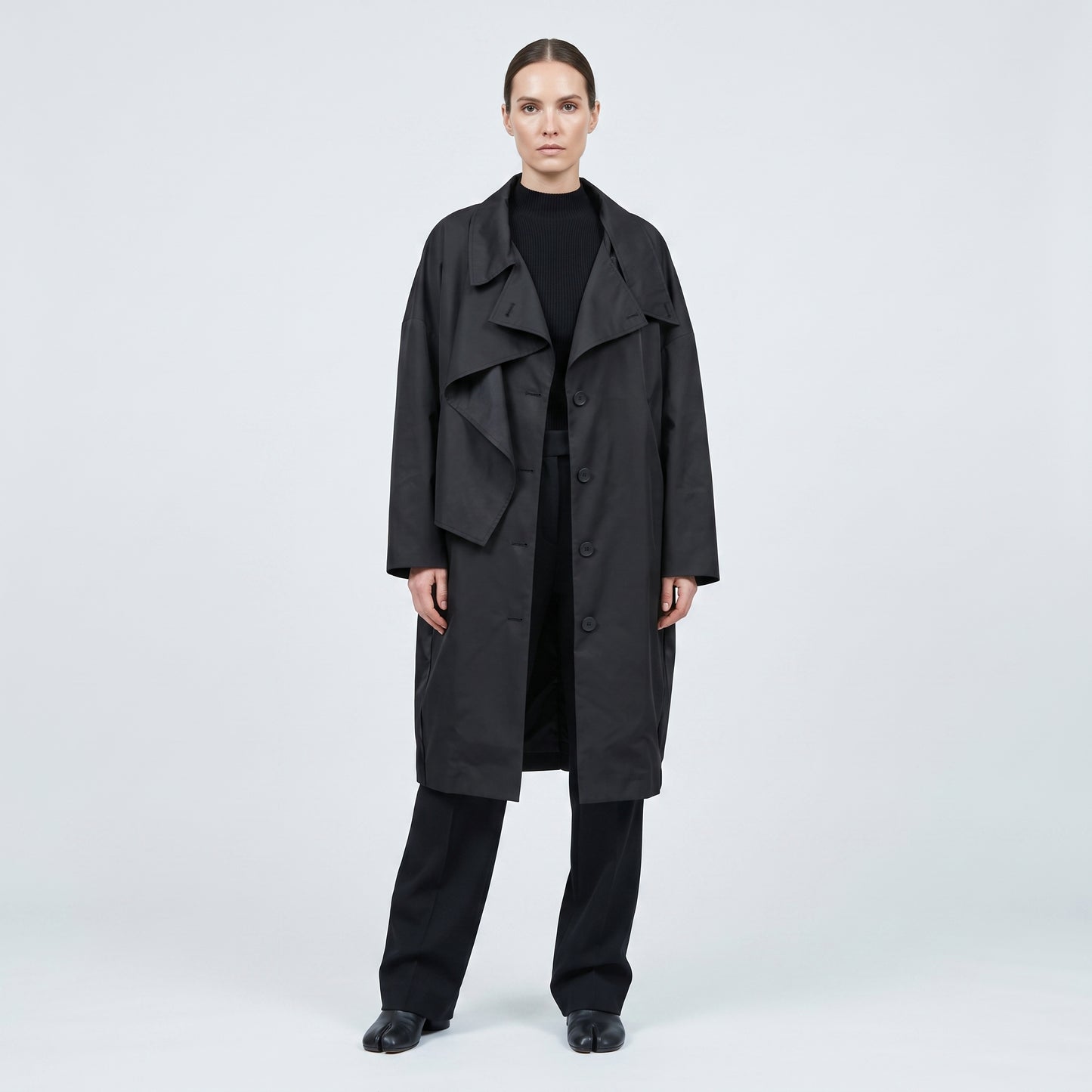 Structured Oversized Asymmetric Trench Coat