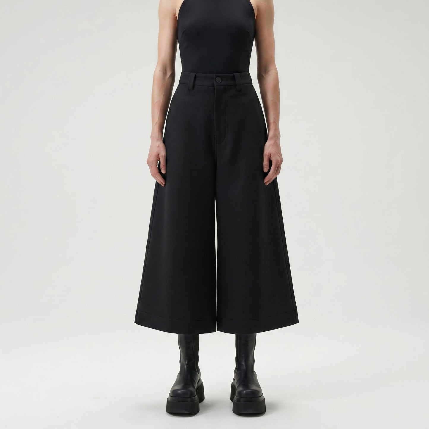 Tailored High-Rise Black Culottes