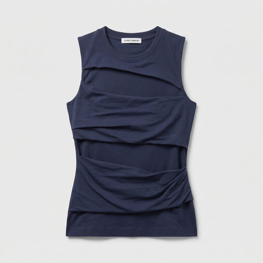 Cut-Out Navy Cotton Tank