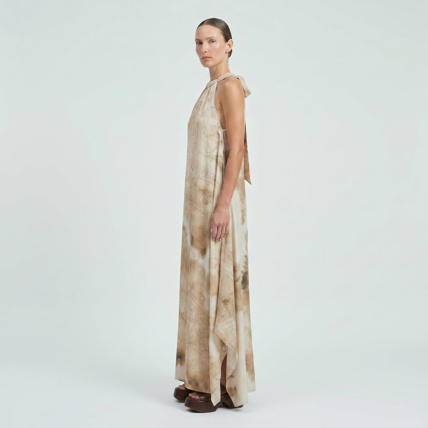 Halter Neck Abstract Print Dress