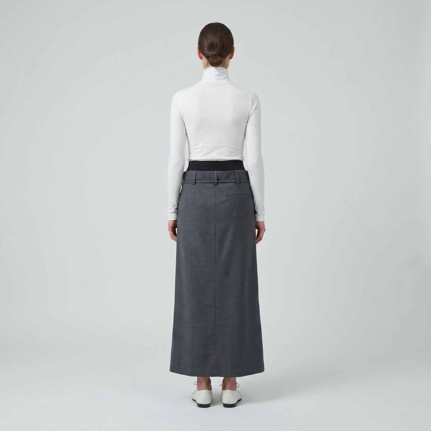 Tailored Grey Midi Skirt