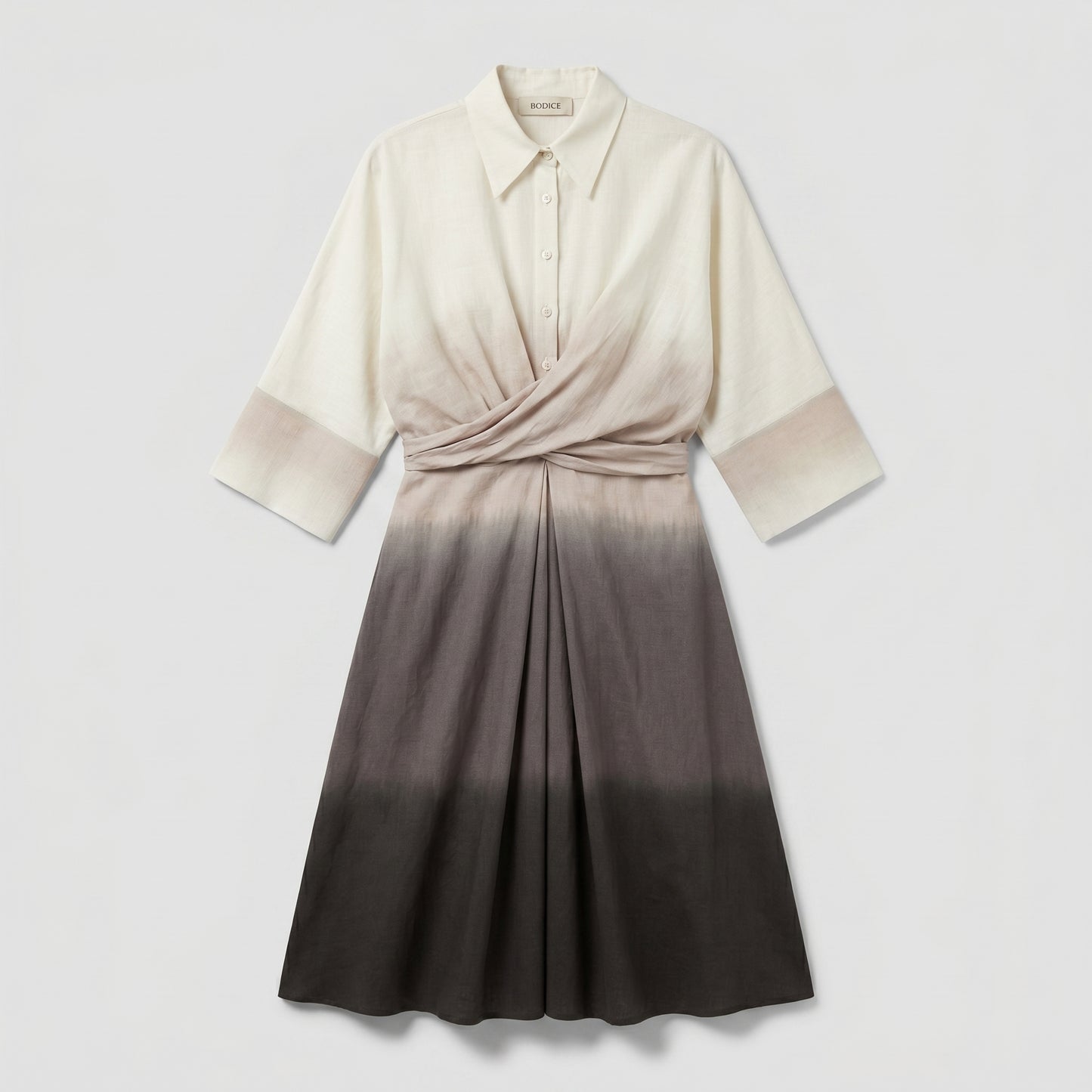 Ombre Twist Front Shirt Dress