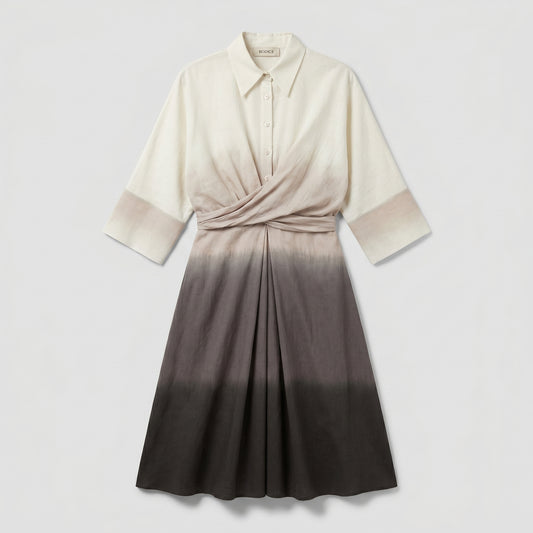 Ombre Twist Front Shirt Dress