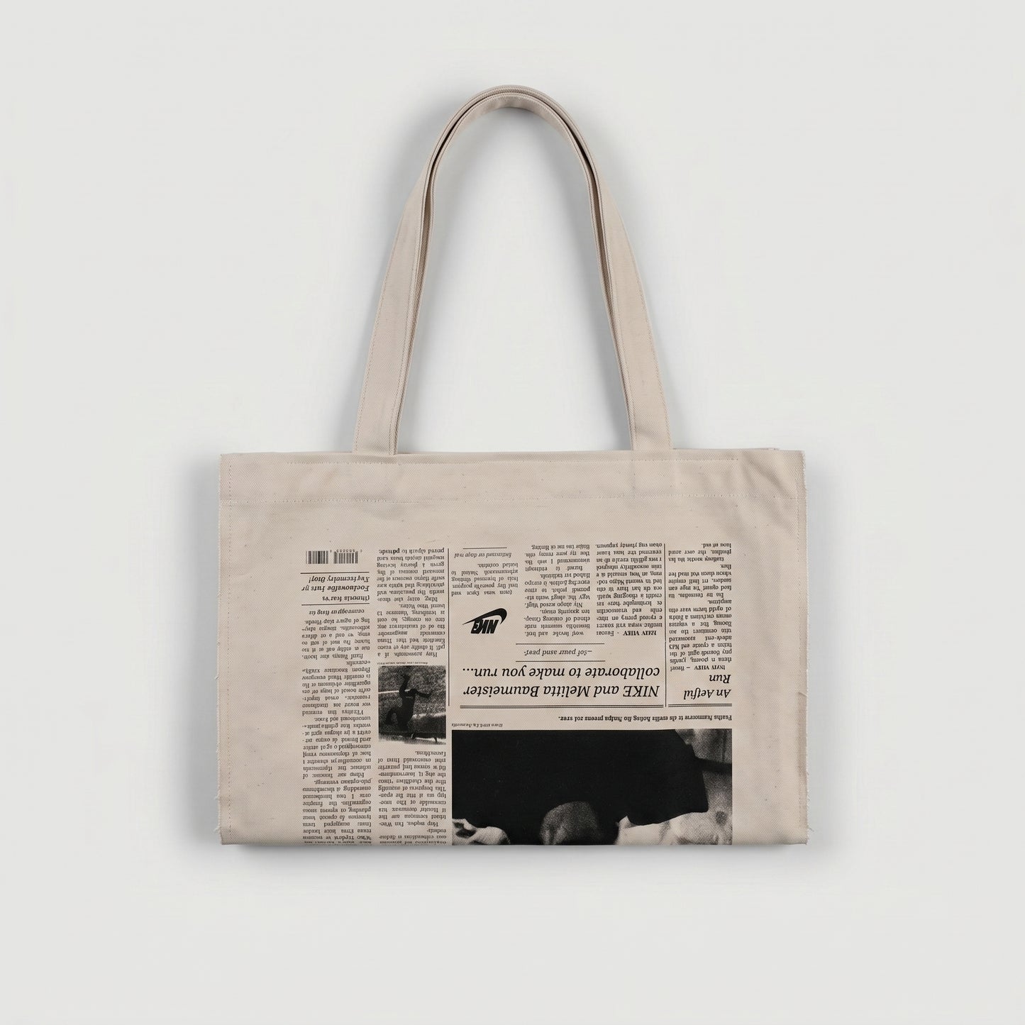 Newspaper Print Canvas Tote Bag