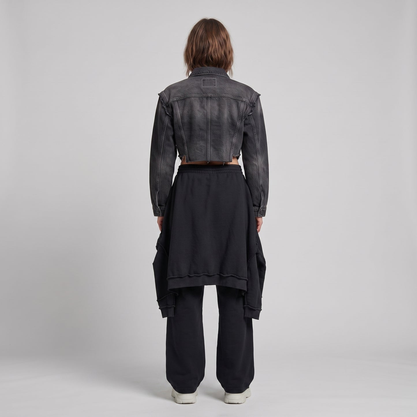 Layered Black Cotton Sweatpants