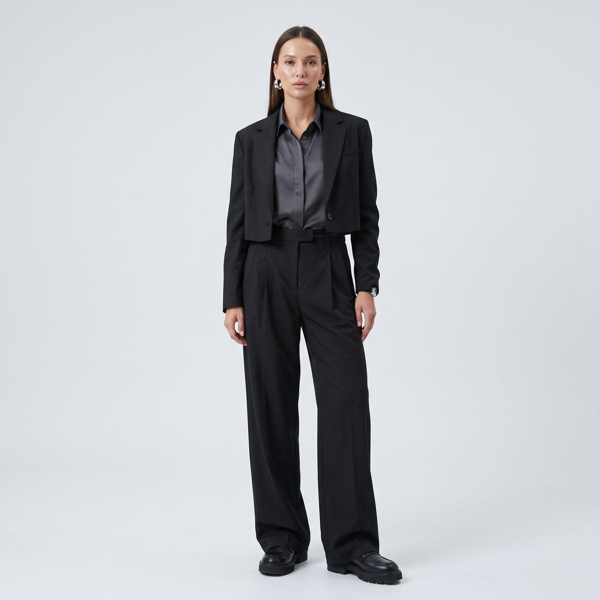 Tailored High-Waisted Pleated Trousers