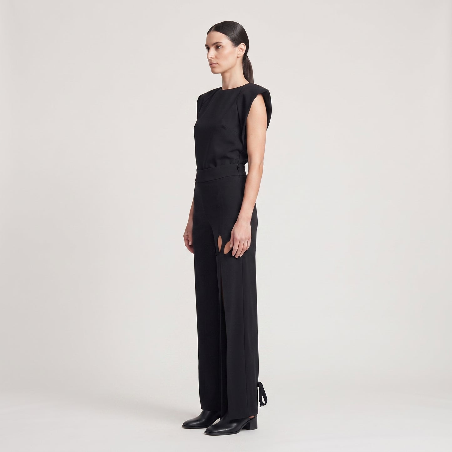 Black Cutout Tailored Trousers