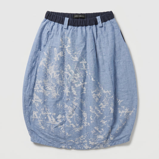 Abstract Print Balloon Midi Skirt