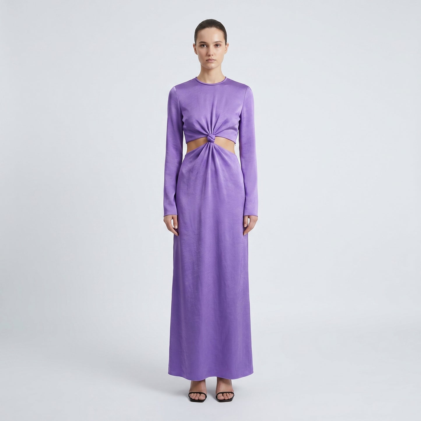 Knot-Front Long Sleeve Dress