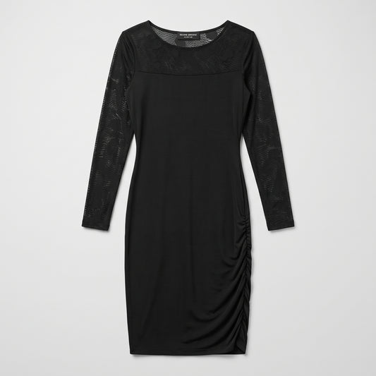 Elegant Lace Detail Black Dress