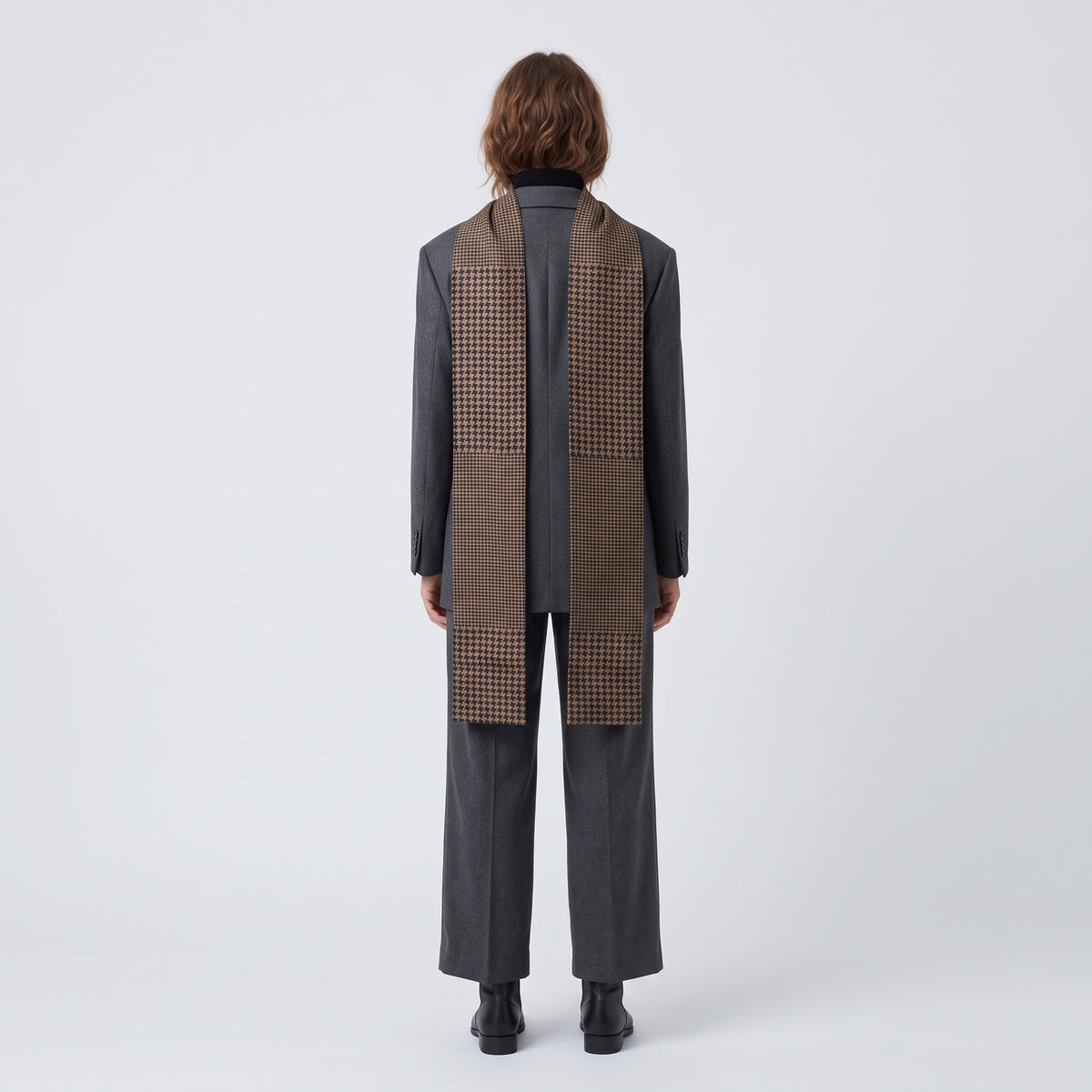 Houndstooth Patchwork Knit Scarf