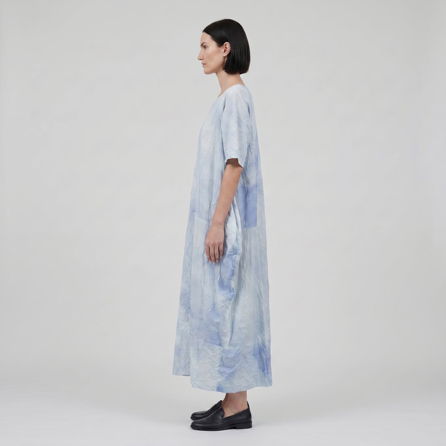 Crinkled Cloud Print Cocoon Dress