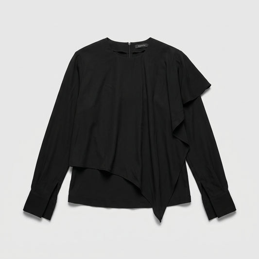 Asymmetric Ruffled Long Sleeve Blouse