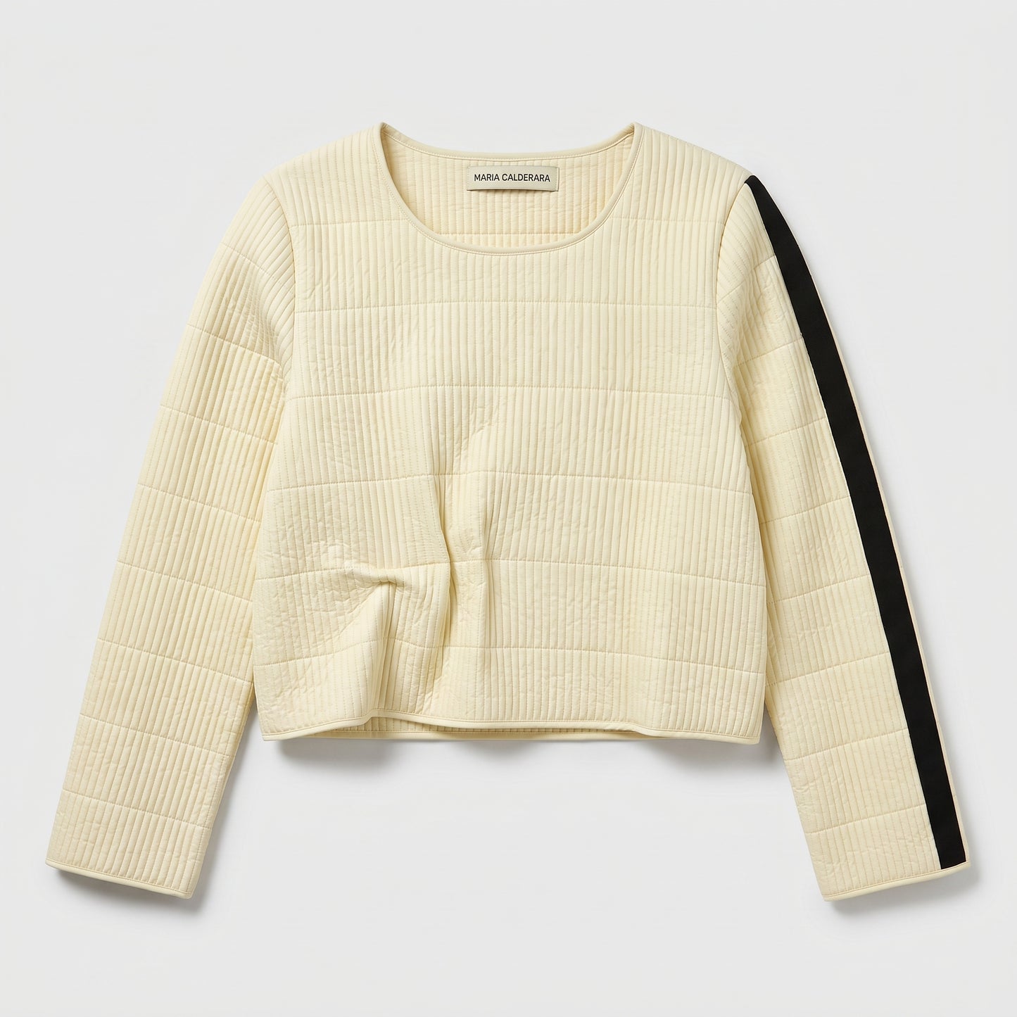 Quilted Contrast Sleeve Crop Top