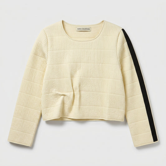 Quilted Contrast Sleeve Crop Top