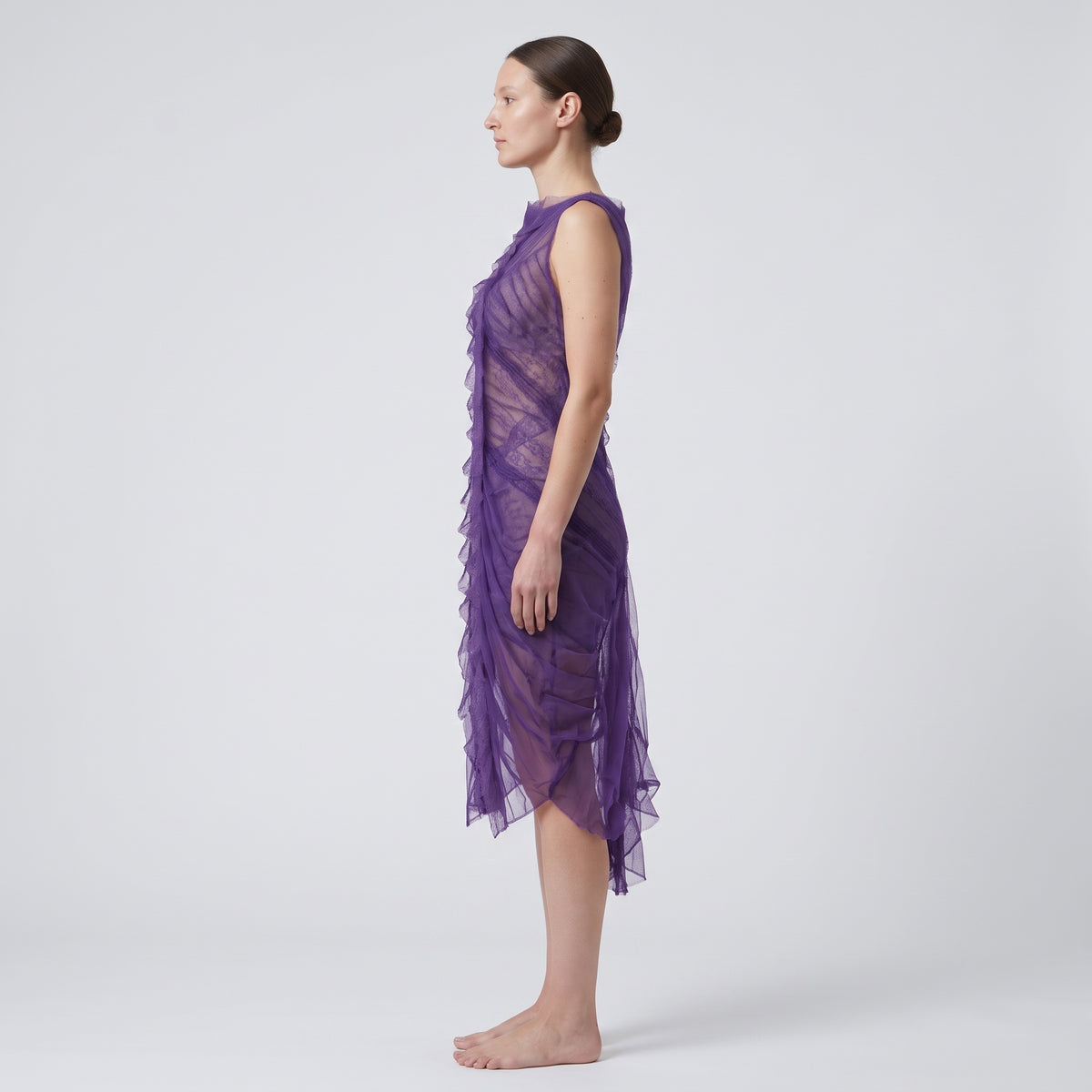 Ethereal Ruffled Purple Tulle Dress