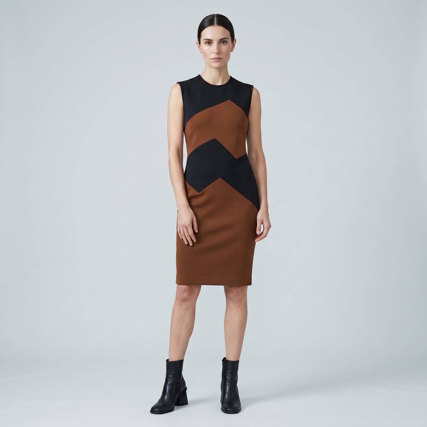 Geometric Color-Block Knit Dress